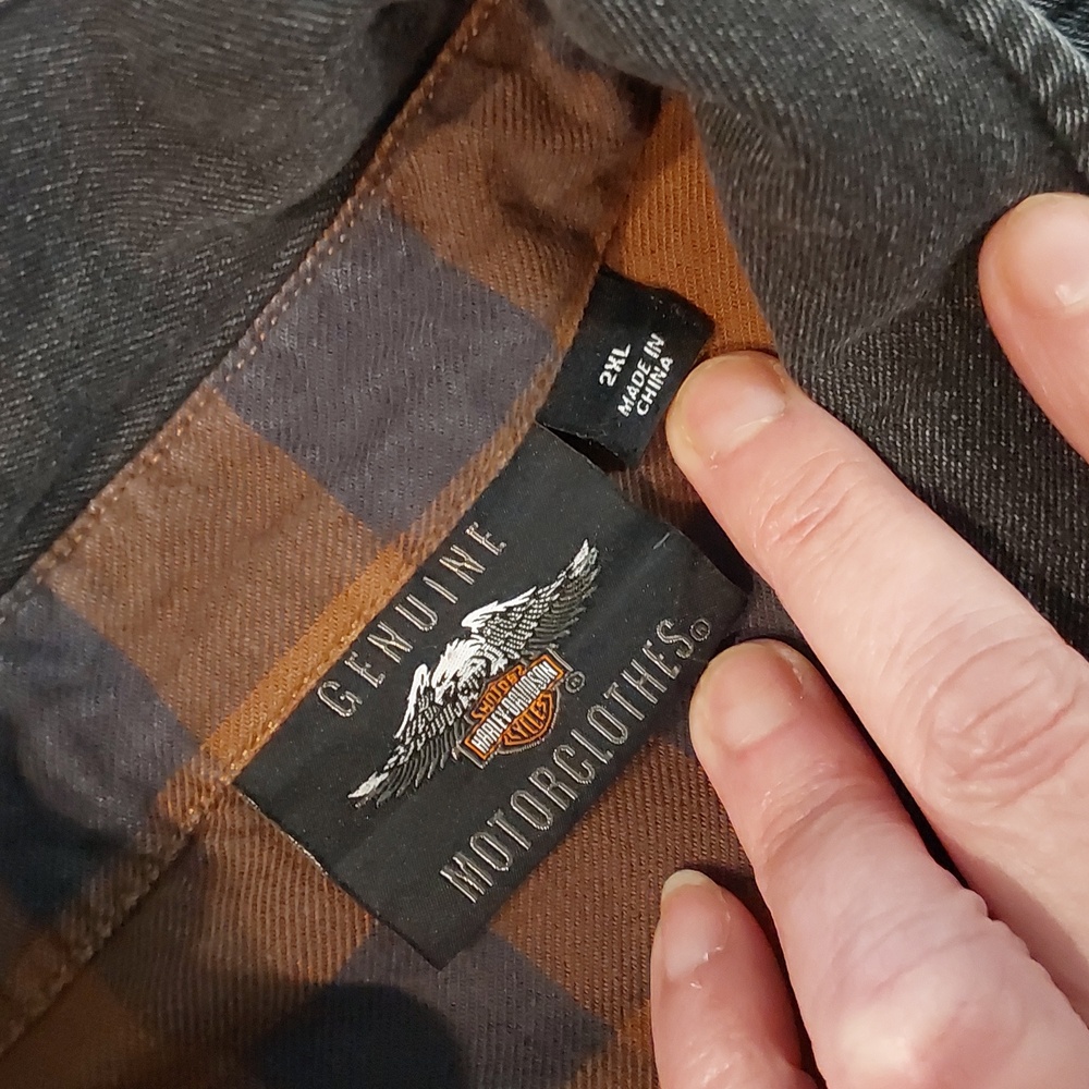 Harley-Davidson Brown Plaid Long Sleeve Button-Up Size 2XL & Leather Fanny Pack - Picture 9 of 16